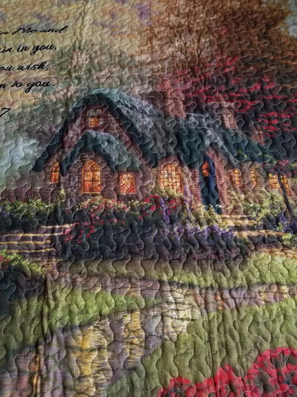 Memory Quilt Bible verse John 15:7 Thomas Kinkade 48 x 60